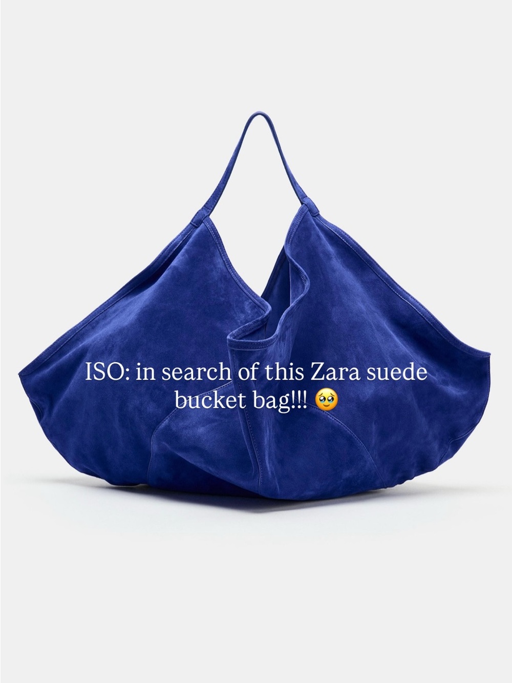 Zara Blue Suede Bucket Bag